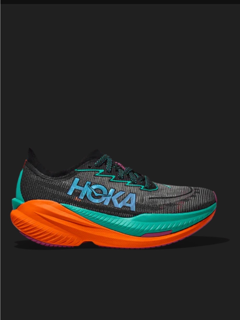 Hoka Mach X 2 Running Shoes in Black/Electric Aqua